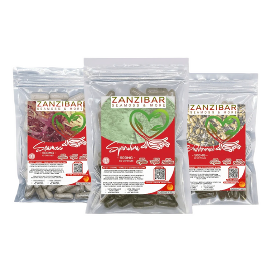 All Ocean Bundle - Seamoss, Bladderwrack, Spirulina (1 Month Supply)-Zanzibar Seamoss & More