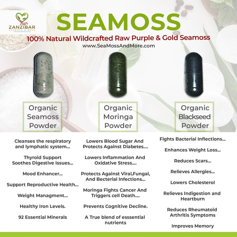 Zanzibar Organic Moringa Pack (60ct) (1 Month Supply)-Powder-Zanzibar Seamoss & More