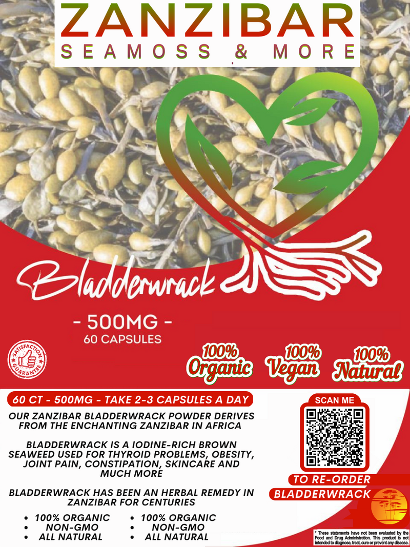 Zanzibar Organic Bladderwrack Pack (60ct) (1 Month Supply)-Powder-Zanzibar Seamoss & More