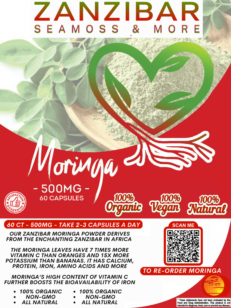 Zanzibar Organic Moringa Pack (60ct) (1 Month Supply)-Powder-Zanzibar Seamoss & More