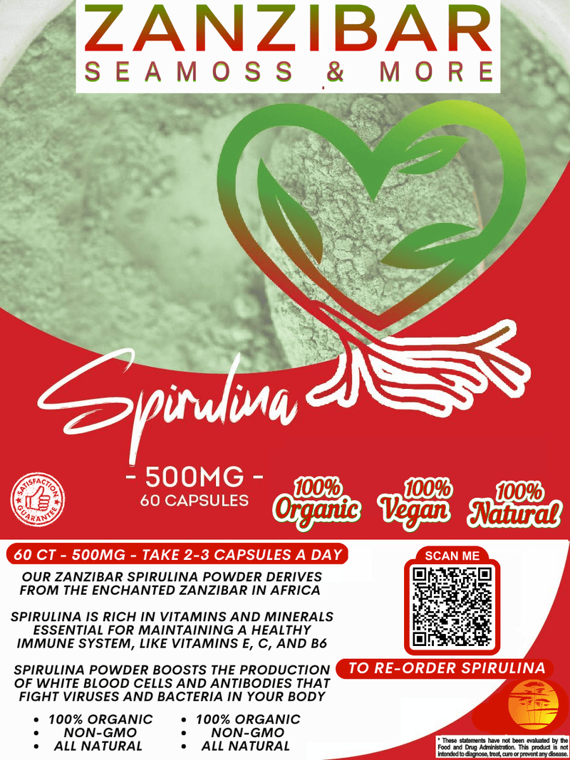 Zanzibar Organic Spirulina Pack (60ct) (1 Month Supply)-Powder-Zanzibar Seamoss & More